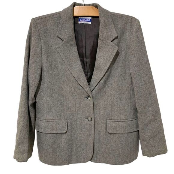 Vintage Pendleton | Blazer Wool Gray Two Buttons Pockets- Medium Small Petite ? - Picture 1 of 6